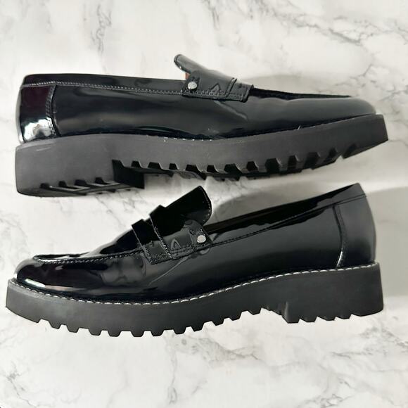Franco Sarto Cassandra Black Patent Faux Leather Loafers women’s Size 9 - Picture 8 of 9